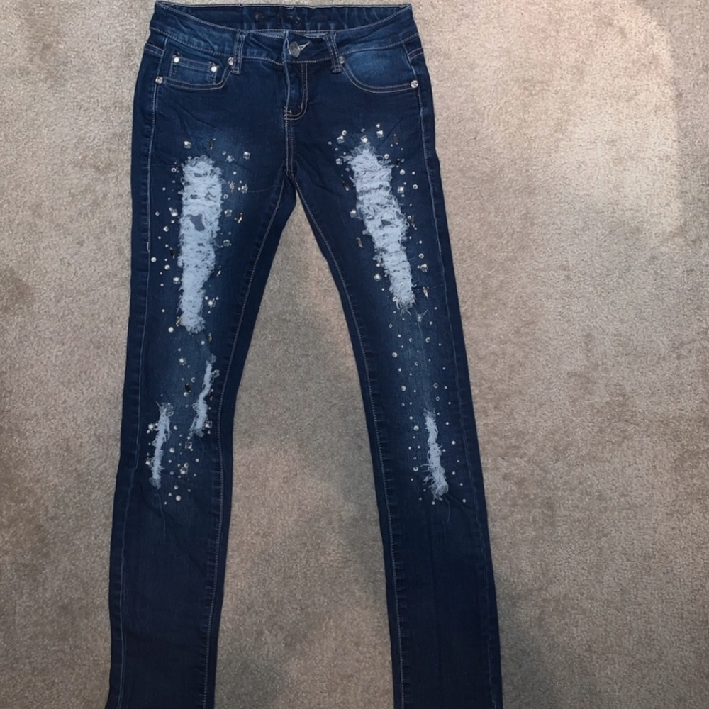 D-Fuz Bling & Bedazzled Skinny Denim Jeans